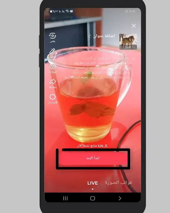 حل مشكلة عدم ظهور البث المباشر في تيك توك 